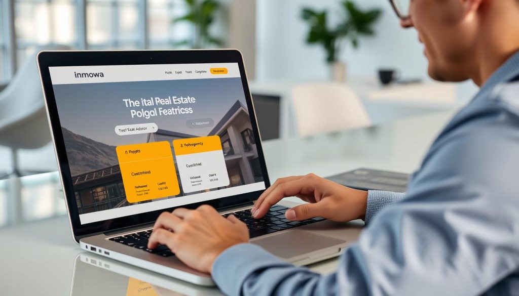 Image of a person using a laptop with Inmowa's Digital Real Estate Advisor platform on the screen. Image of a person using a laptop with Inmowa's Digital Real Estate Advisor platform on the screen.
